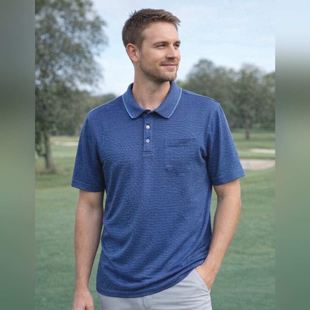 Van Heusen Men's Blue Polo Shirt with Chest Pocket Size XXL